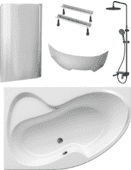 Готовое решение: акриловая ванна Ravak Rosa II, стеклянная шторка Ravak Rosa, душевая система Am.Pm