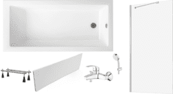 Готовое решение: акриловая ванна Lavinia Boho Element, душевой гарнитур Grohe, шторка Ambassador
